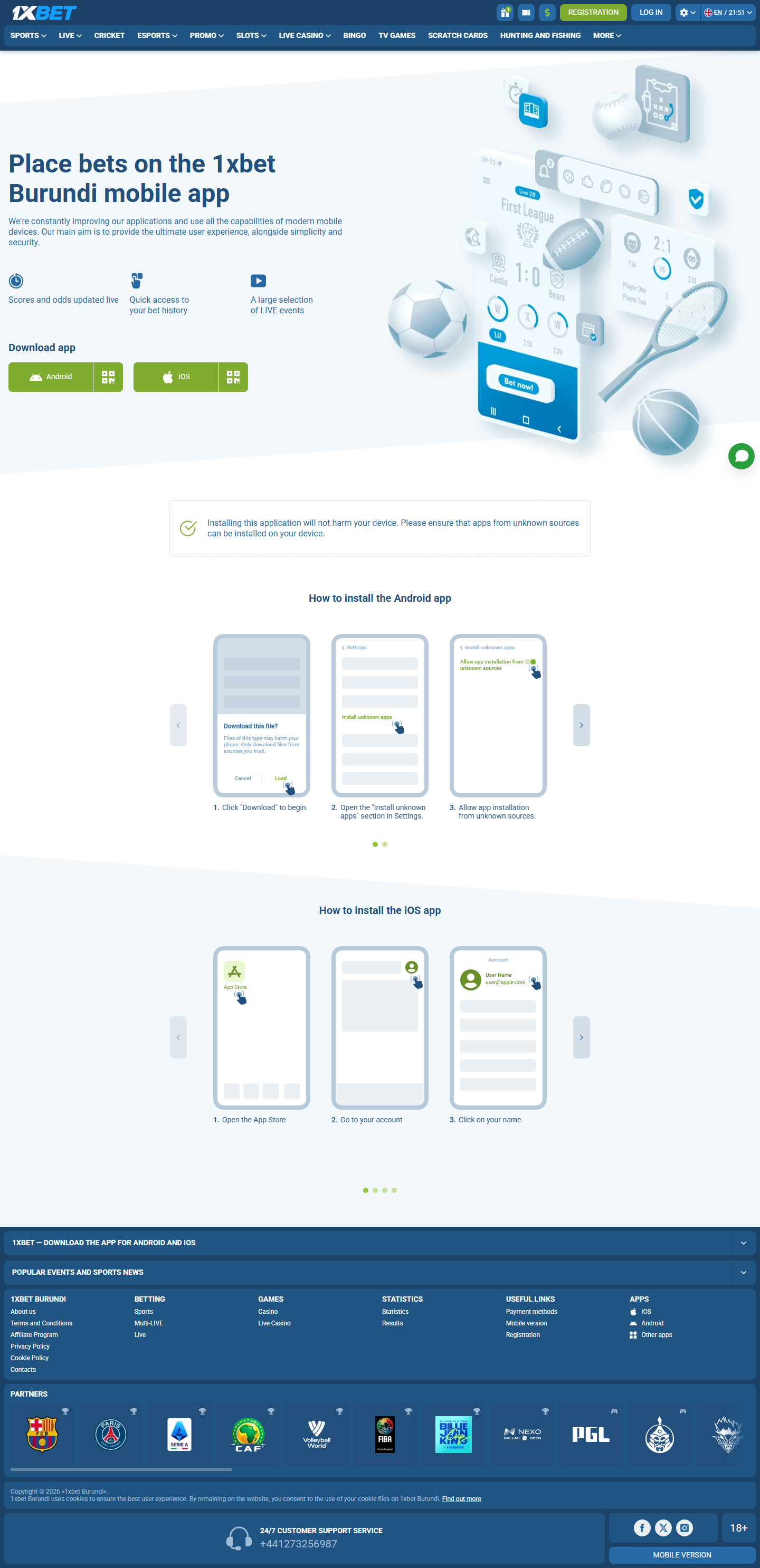 Page mobile Burundi