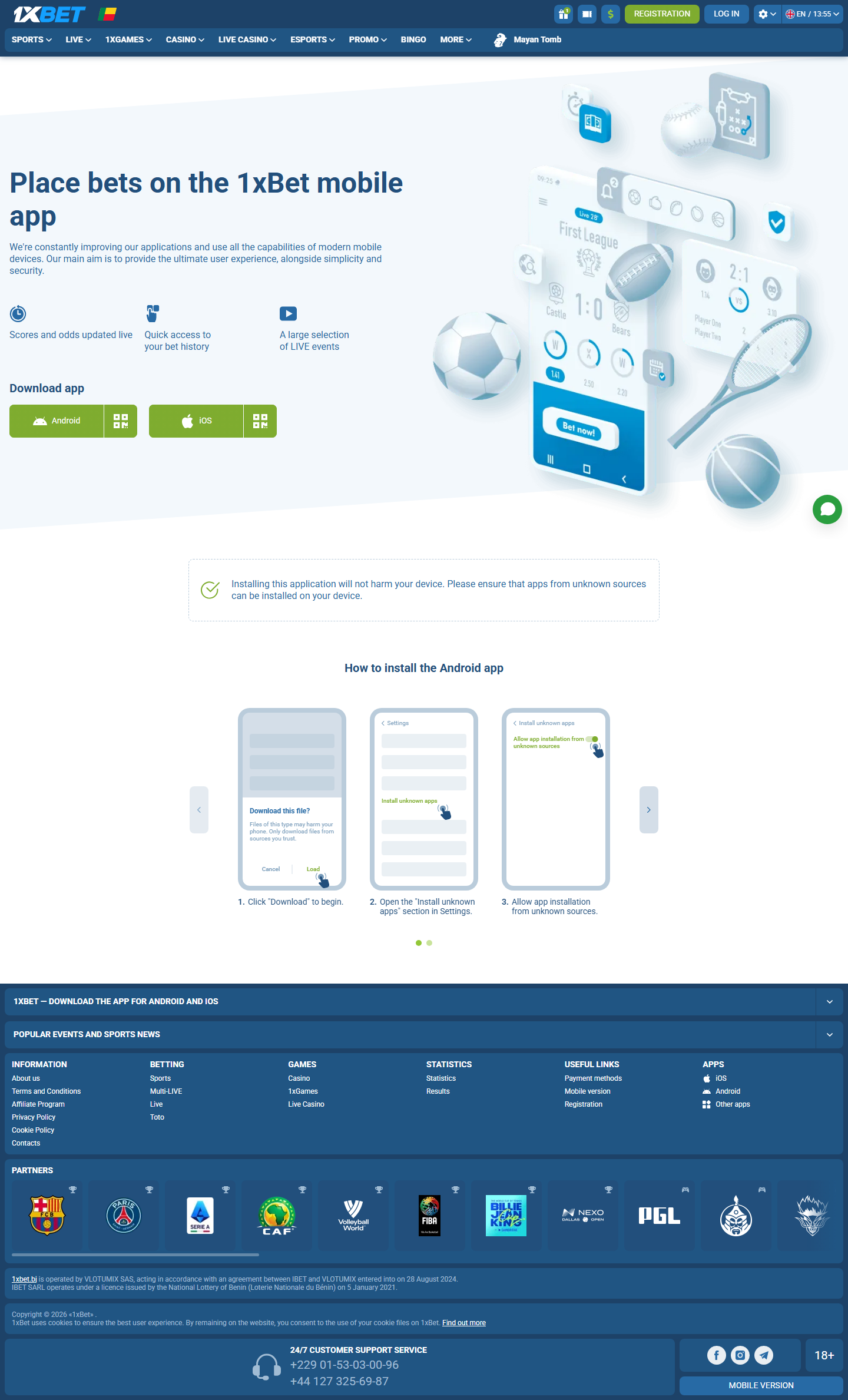 Page mobile Benin