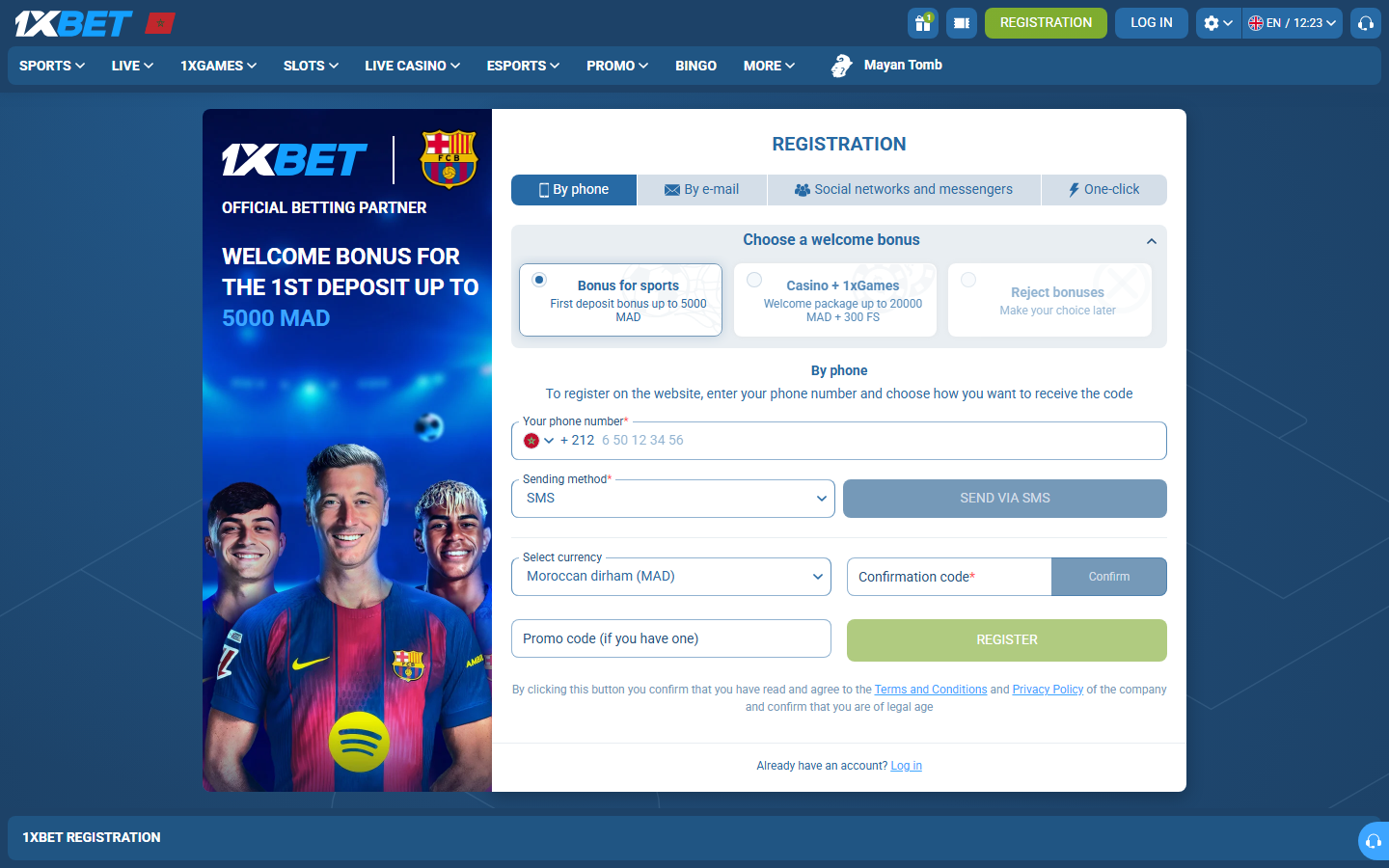 1xBet Morocco reg