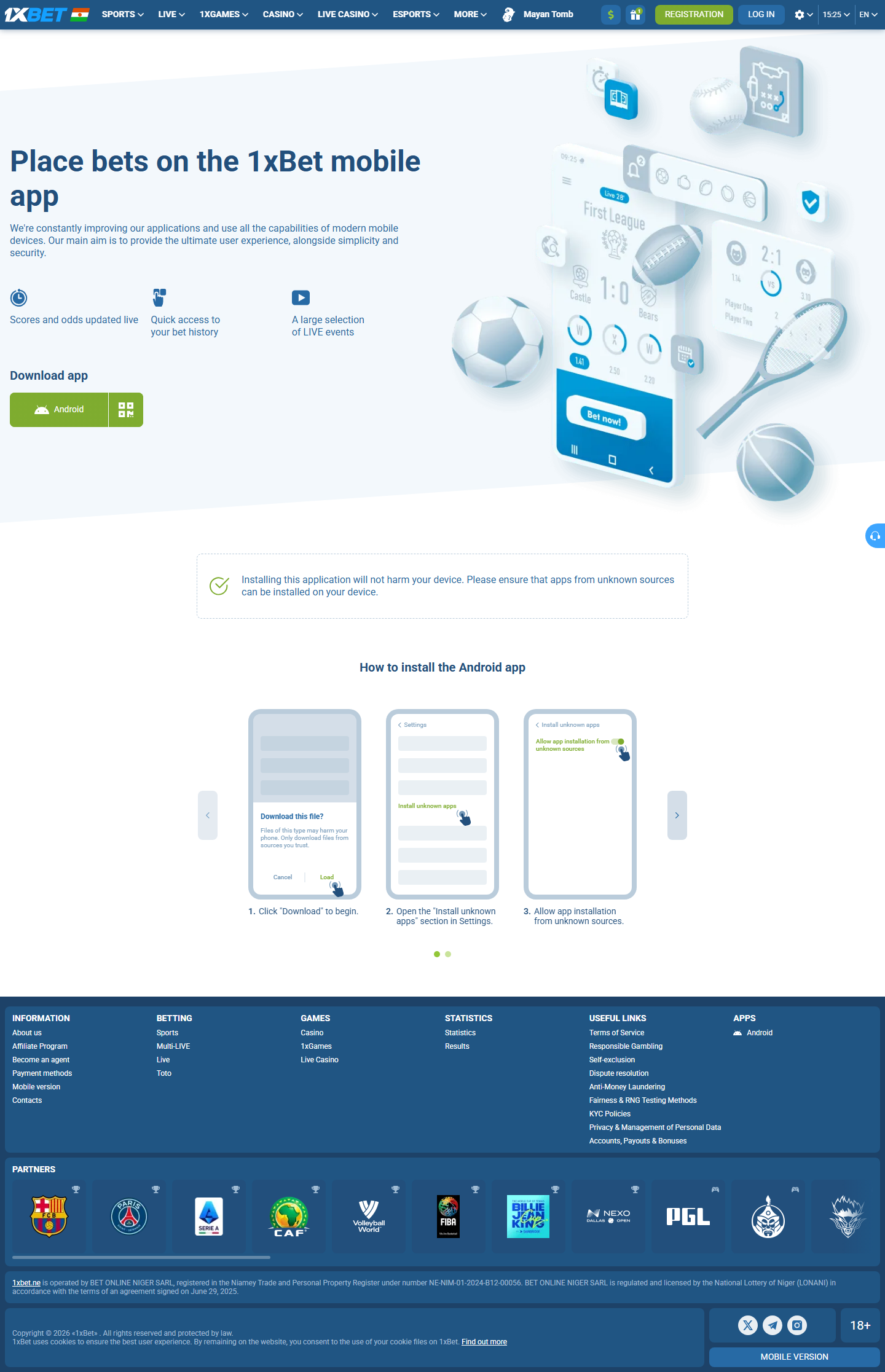 Page mobile Niger