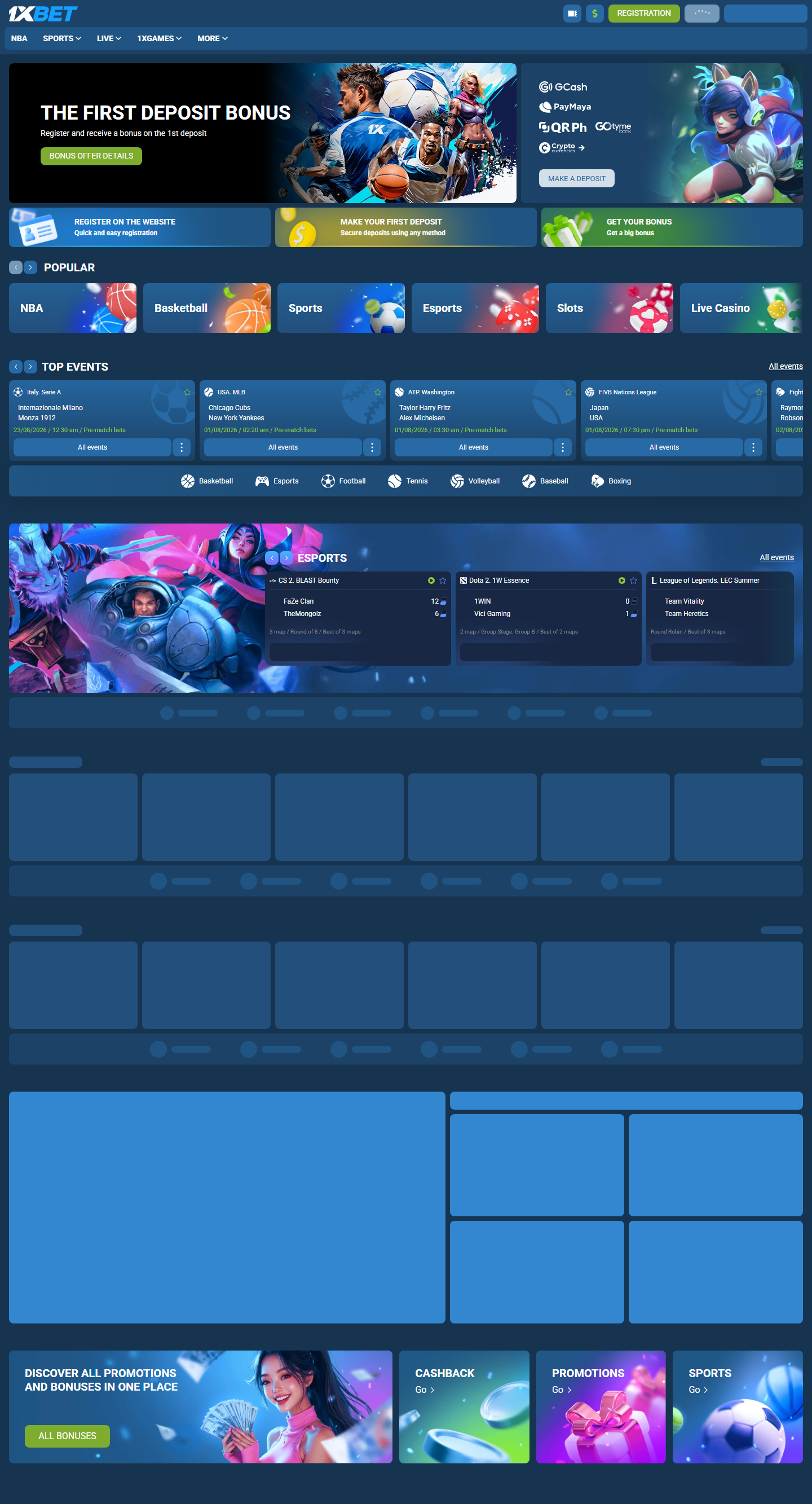 1xBet Philippines home