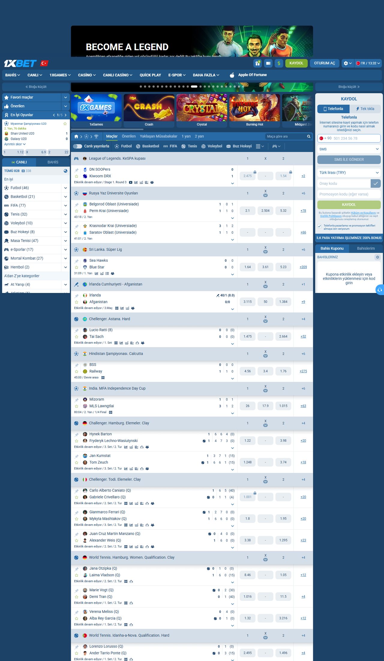 1xBet Türkiye ana sayfa ve KAYDOL